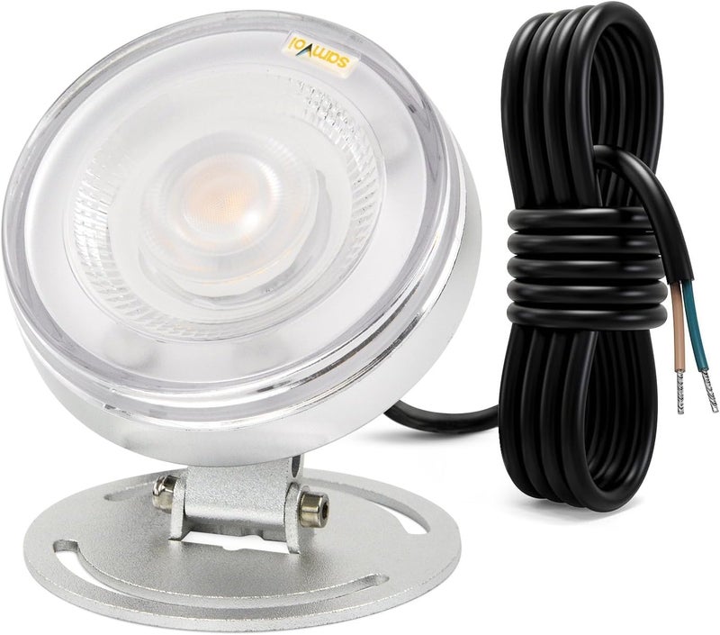 Samvol LED Underwater Pond Light, Heavy Duty Aluminum 12V 3000K Warm White IP68 Waterproof Fountain Light, Landscape Lamp for Swimming Pool, Fountain, Waterfall, Pond and Grass Land (12, Watts) - Image 1